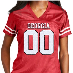 FULLY CUSTOMIZABLE Two Sided Glitter Jersey or Shirt for Any Team/ Football Glitter Jersey/ Custom Glitter Shirt / Custom Football Bling
