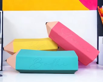 Customizable Laser Engraved Pencil or Crayon Pouch / Cute Back to School Pencil Case / Custom Pencil Case / Jelly Pencil Pouch / Silicone
