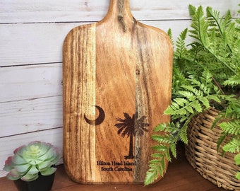 Customized State Flag Acacia Wood Cutting Board / Serving Board / Real Estate Closing Gifts / Custom Gifts / Housewarming Gifts
