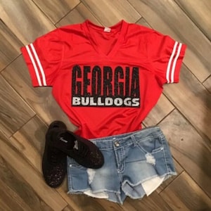 Glitter Football Jersey or Shirt / Football Glitter Jersey/ Custom Glitter Shirt / Custom Football Bling Tees / Georgia Shirt / Georgia Tee