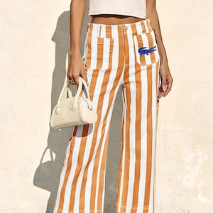 Gator Orange Striped Straight Leg Denim Pants / Gator Glitter Top / Florida Gameday Tank / Florida Shirt / Florida Football Pants