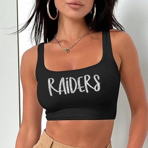 Camiseta con purpurina de los Raiders / Camiseta de fútbol con brillo de los Raiders / Camisetas de fútbol lindas / Camisetas de fútbol con brillo de Las Vegas / Camiseta de Las Vegas / Top corto de fútbol de Las Vegas