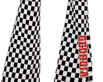Georgia Glitter Checkered Bell Bottom Jeans / Georgia Checkered Pants/ Football Pants / Athens Football / Cute Game Day Outfit