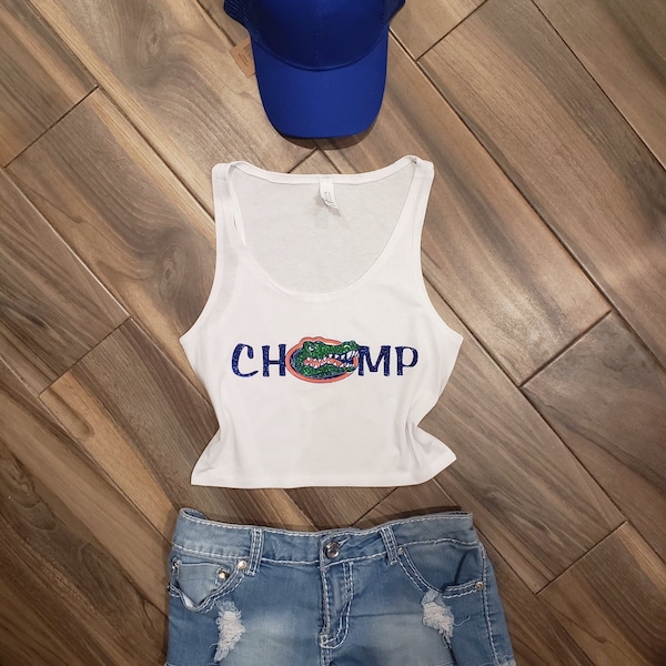 Florida Gators Chomp Glitter Shirt / Gators Glitter Top / Florida Glitter Shirt / Gators Gameday Tank / Florida Shirt / Gator Tee