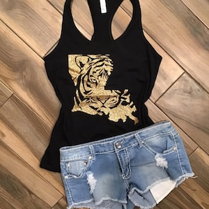Tigers Louisiana Glitter Shirt / Tigers Glitter Top / Tigers Gameday Tank / Louisiana Shirt / Tigers Glitter Tee