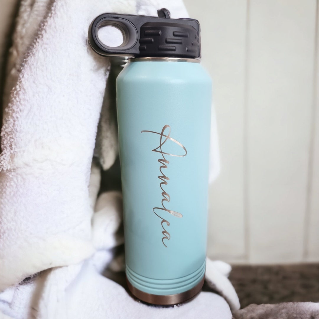 Custom Laser Engraved Stainless Steel Water Bottle With Flip Top Lid ...