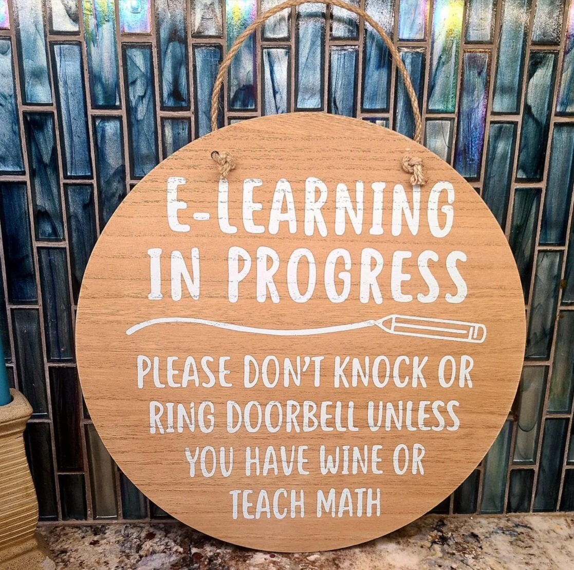 Fun Elearning Door Sign Home School E-learning Front Porch Sign / E-learning Home Sign / Front ...