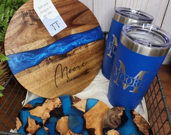 Custom Closing Gift Set- Acacia Wood River Resin Set / Real Estate Closing Gifts / Custom Gift Sets / Real Estate Marketing / New Homebuyer