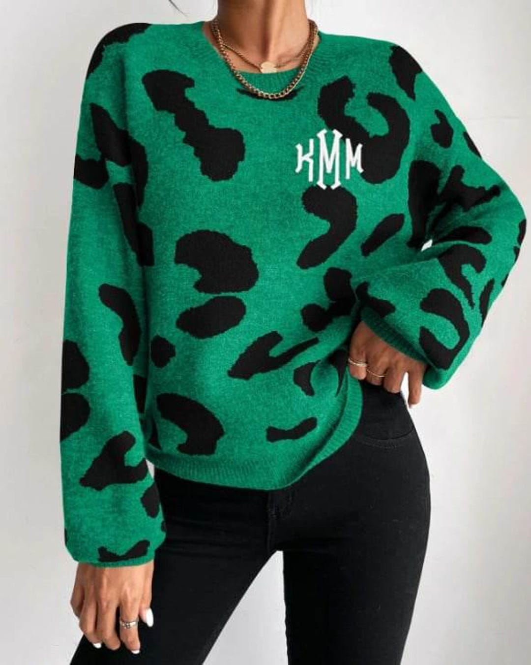 Pre-Order Leopard Print Drop Shoulder Slit Oversized Sweatshirt main image 0