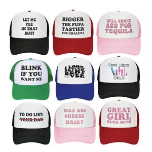 Unhinged Trucker Hat Roulette Pack/ Funny Hat Set / Bachelorette Party Hats Game / Inappropriate Hat Game / Funny Party Hats