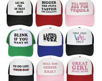 Unhinged Trucker Hat Roulette Pack/ Funny Hat Set / Bachelorette Party Hats Game / Inappropriate Hat Game / Funny Party Hats