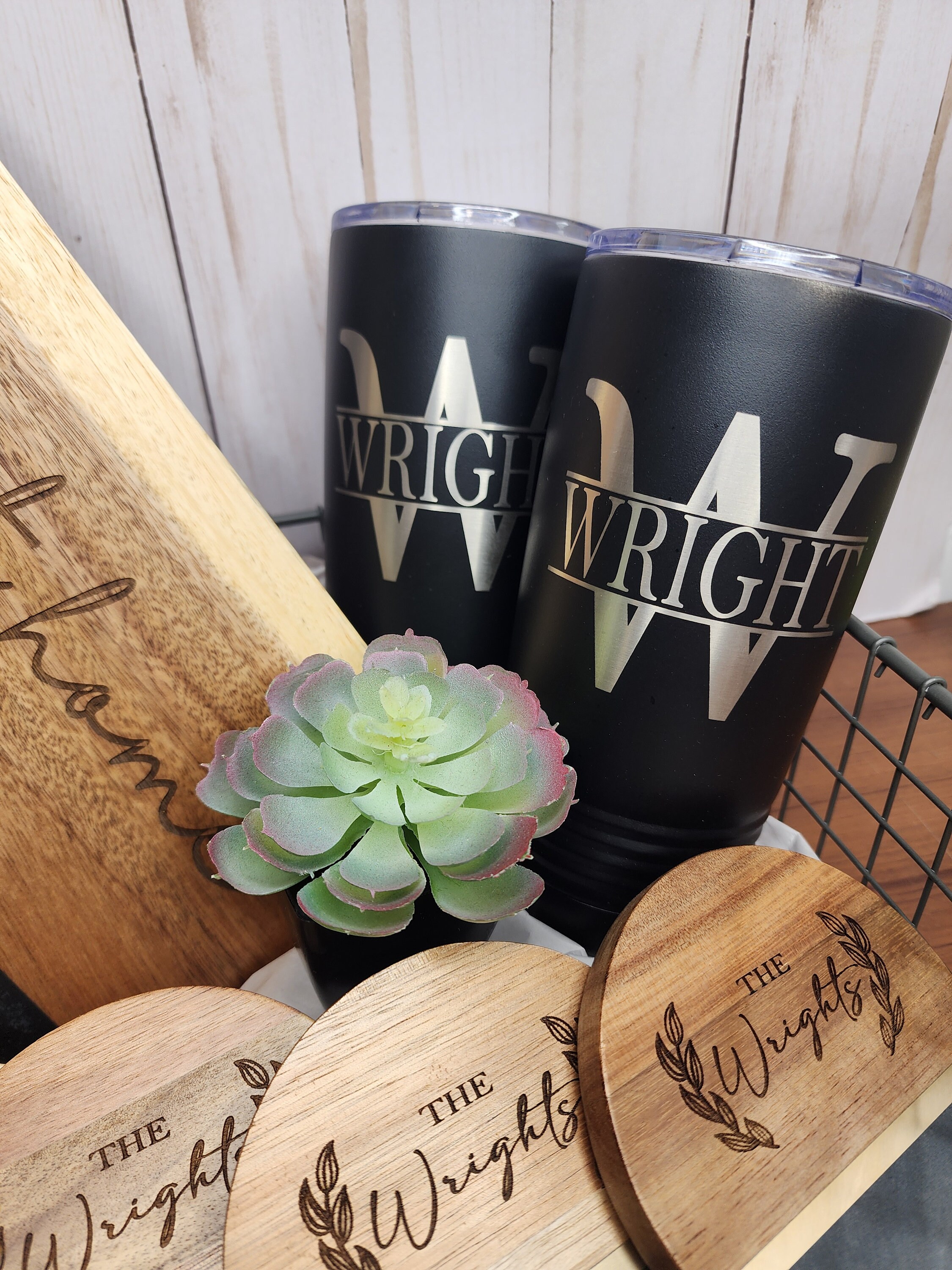 Custom Closing Gift Set- Black Acopa Marble and Acacia Wood / Real ...