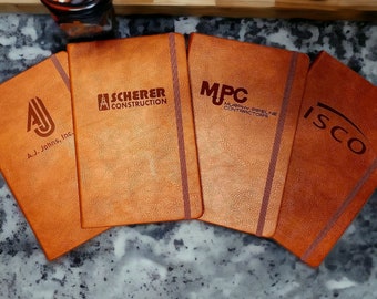 READ DETAILS Branded Faux Leather Lined Executive Notebooks / Custom Marketing Materials/ Personalized Notebook/ Custom Promotional Products
