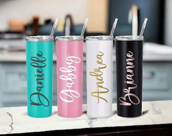 Vaso térmico delgado personalizado de 20 oz / Vasos personalizados / Vasos con nombre personalizado / Regalos para despedida de soltera / Vaso para boda / Regalos para viaje de amigas