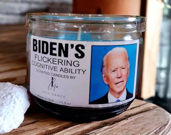 Bidens flikkerende kaars cognitief vermogen / Grappige politieke kaarsen / Grappige cadeaus / Let's Go Brandon / Election 2024 / Grappige cadeau-ideeën