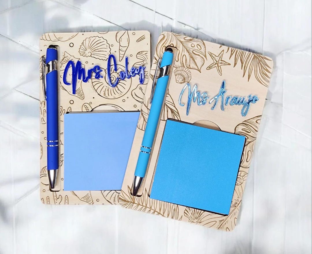 Custom Teacher Sticky Note Pad Holder and Pen Set / Custom Beach Themed ...