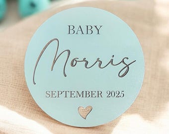 Custom Laser Engraved Baby Announcement Sign / Baby Announcement Photo Prop / Personalized Baby Announcement / Cute New Baby Sign