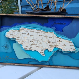 Jamaica Layered 3D Wood Map / Jamaica Layered Wall Art / Jamaica Wedding 3D Map Sign /Personalized Destination Wedding Gifts/Jamaica Wedding