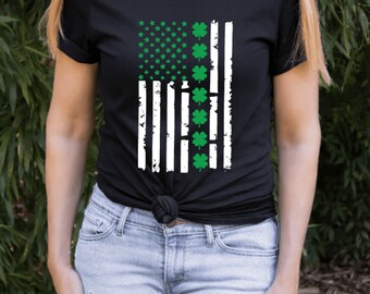 アメリカ国旗クローバーシャツ / アイルランド国旗セントパトリックスデーシャツ / アイリッシュTシャツ / 「Kiss Me I'm Irish」 / セントパトリックスデーシャツ / アイリッシュクローバー国旗Tシャツ