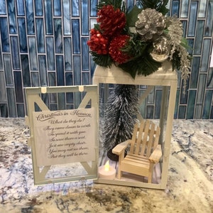 Christmas in Heaven Memorial Lantern / Beach Themed Memorial Holiday Lanterns / Bereavement Gift / Christmas Loss Gift / Gift for Loss