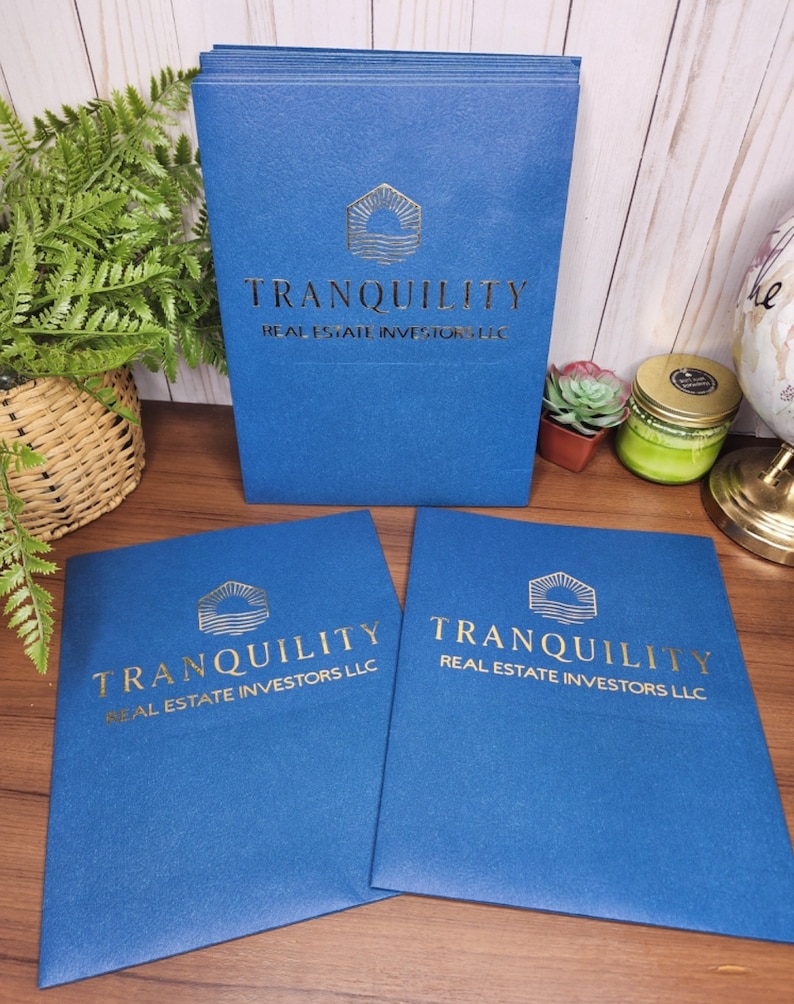 Folders Lettering Branded Foil Presentation Folders With Card Holder / Real Estate Pocket ...