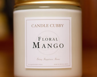 Floral Mango | 8oz Jar Candle | Mango Scented | Candle Cubby Brand