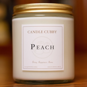 Peach | 8oz Jar Candle | Peach Scented | Candle Cubby Brand
