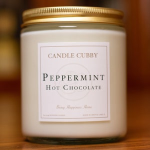 Peppermint Hot Chocolate | 8oz Jar Candle | Peppermint Hot Chocolate Scented | Candle Cubby Brand