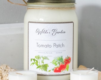 Tomato Patch | 16oz Mason Jar Candle | Tomato Leaf and Vine Scented | Wilde's Garden