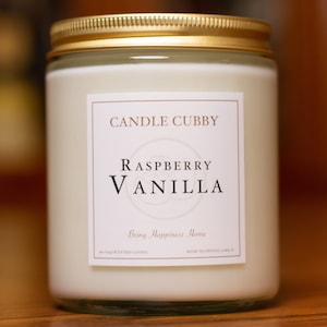 Raspberry Vanilla | 8oz Jar Candle | Raspberry & Vanilla Scented | Candle Cubby Brand