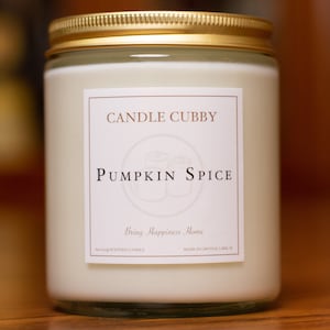 Pumpkin Spice | 8oz Jar Candle | Pumpkin and Cinnamon Scented | Candle Cubby Brand