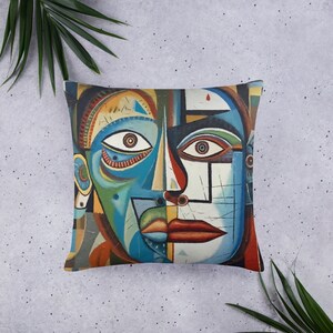 2 in 1  Double Sided Picasso Style Artsy Abstract Plush Pillow