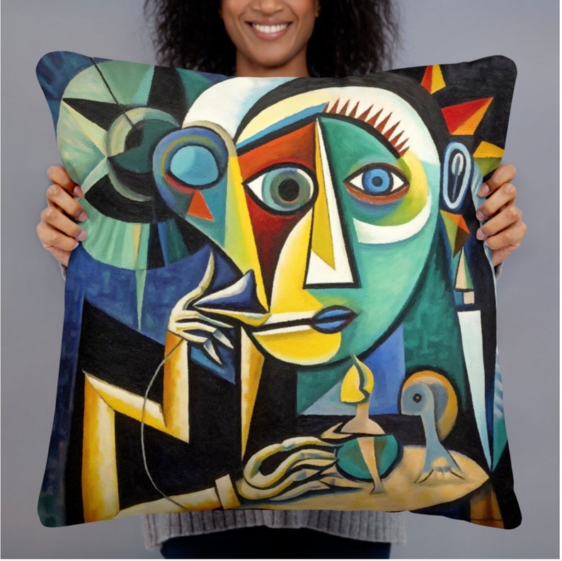 2 in 1  Double Sided Picasso Style Artsy Abstract Plush Pillow