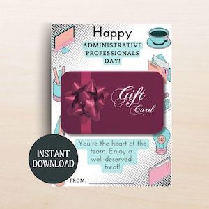 Administrative Professionals Day Gift Card Holder Printable Office Staff Appreciation Card Executive Assistant Gift Admin Assistant Gift
