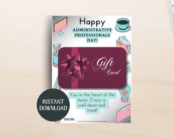 Administrative Professionals Day Gift Card Holder Printable Office Staff Appreciation Card Executive Assistant Gift Admin Assistant Gift