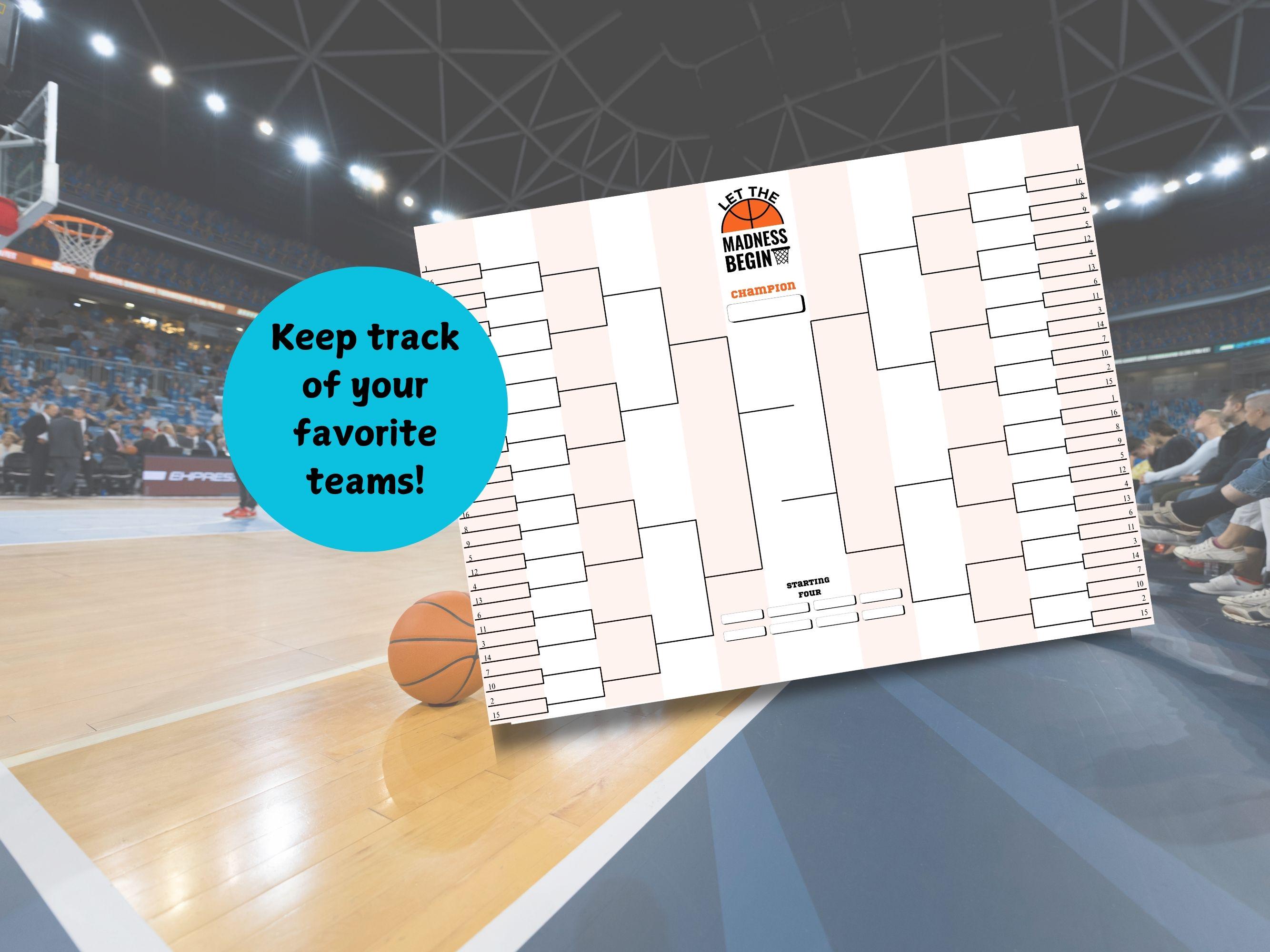 Basketball Madness Tournament Brackets Poster Printable College ...