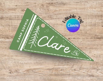 Editable Camp Bachelorette Name Tags Pennant Flag Bridesmaid Swag Bag Tags Camp Theme Bachelorette Favor Tag Camp Bach Party Gift Tags