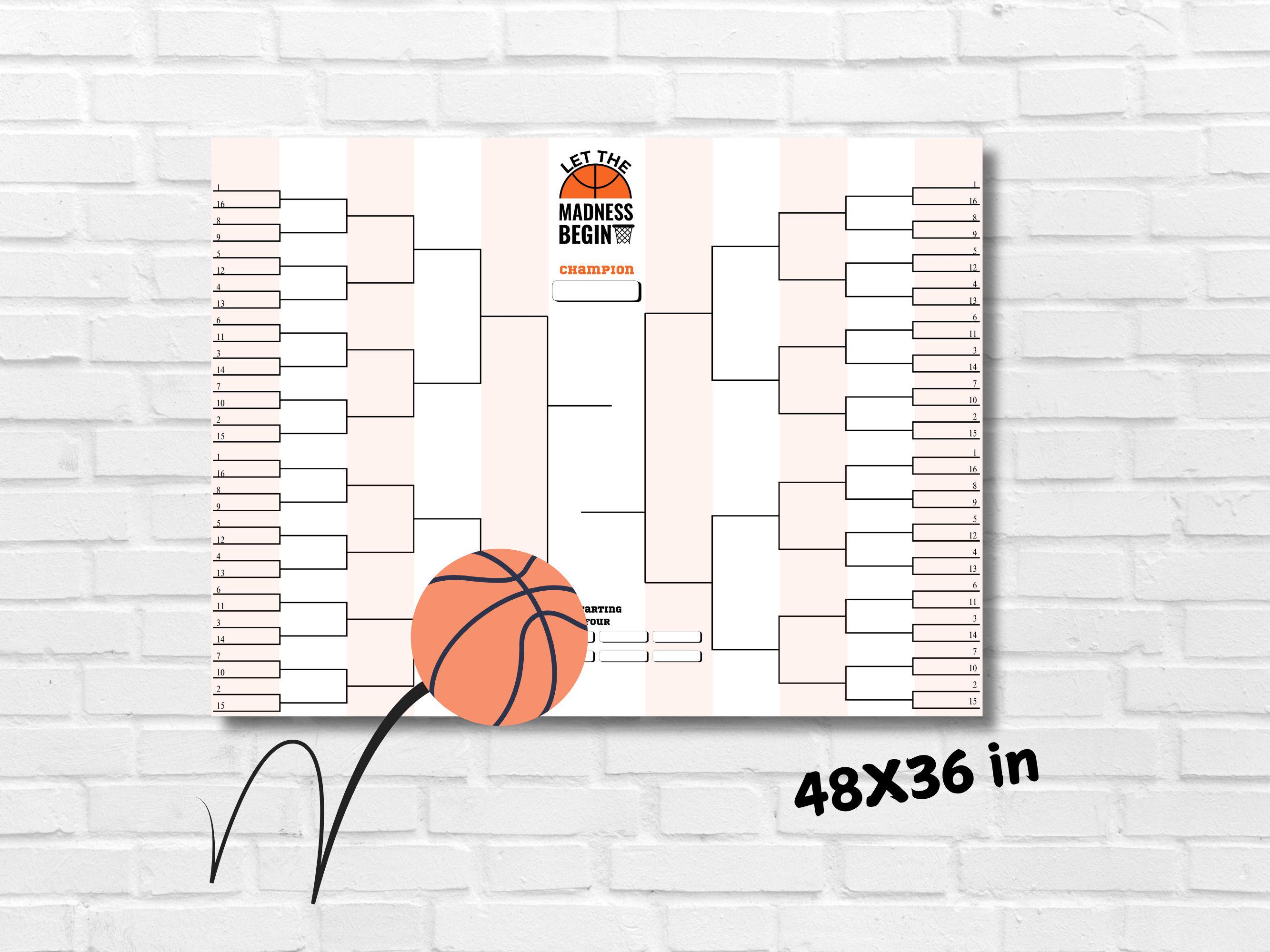 Basketball Madness Tournament Brackets Poster Printable College ...