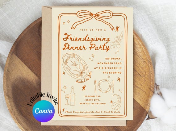 Friendsgiving Invitation Editable Friendsgiving Invite Thanksgiving Friends Dinner Party Friendsgiving Dinner Friendsgiving Digital Invite