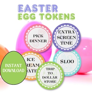 Easter Egg Tokens Printable Easter Egg Hunt Printable Non Candy Easter Egg Token Bunny Tokens