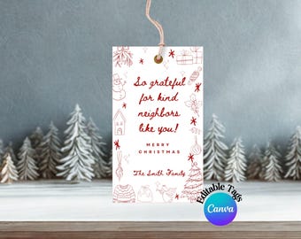Neighbor Christmas Gift Tag Neighbor Editable Holiday Gift Tag Neighbor Christmas Gift Basket Neighbor Holiday Gift Basket Tags