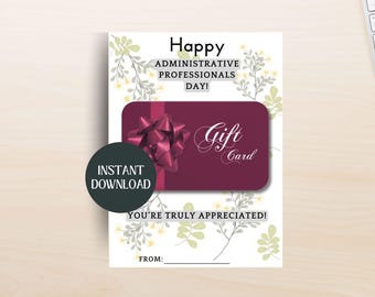 Administrative Professionals Day Gift Card Holder Printable Office Staff Appreciation Card Executive Assistant Gift Admin Assistant Gift