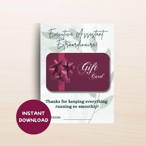 Executive Assistant Gift Card Holder Printable Office Staff Appreciation Card Administrative Professionals Day Gift Admin Assistant Gift