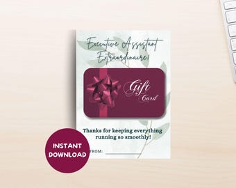 Executive Assistant Gift Card Holder Printable Office Staff Appreciation Card Administrative Professionals Day Gift Admin Assistant Gift