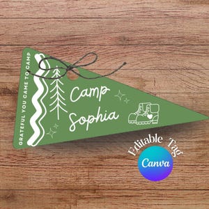 Camp Bachelorette Thank You Tags Pennant Flag Bride Camp Party Favor Editable Canva Bachelorette Gift Tag Camp Bach Party Gift Tags