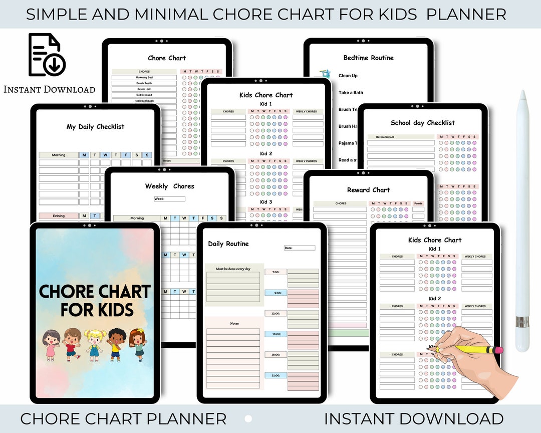 Chore Chart for Multiple Kids Daily Checklist Canva - Etsy