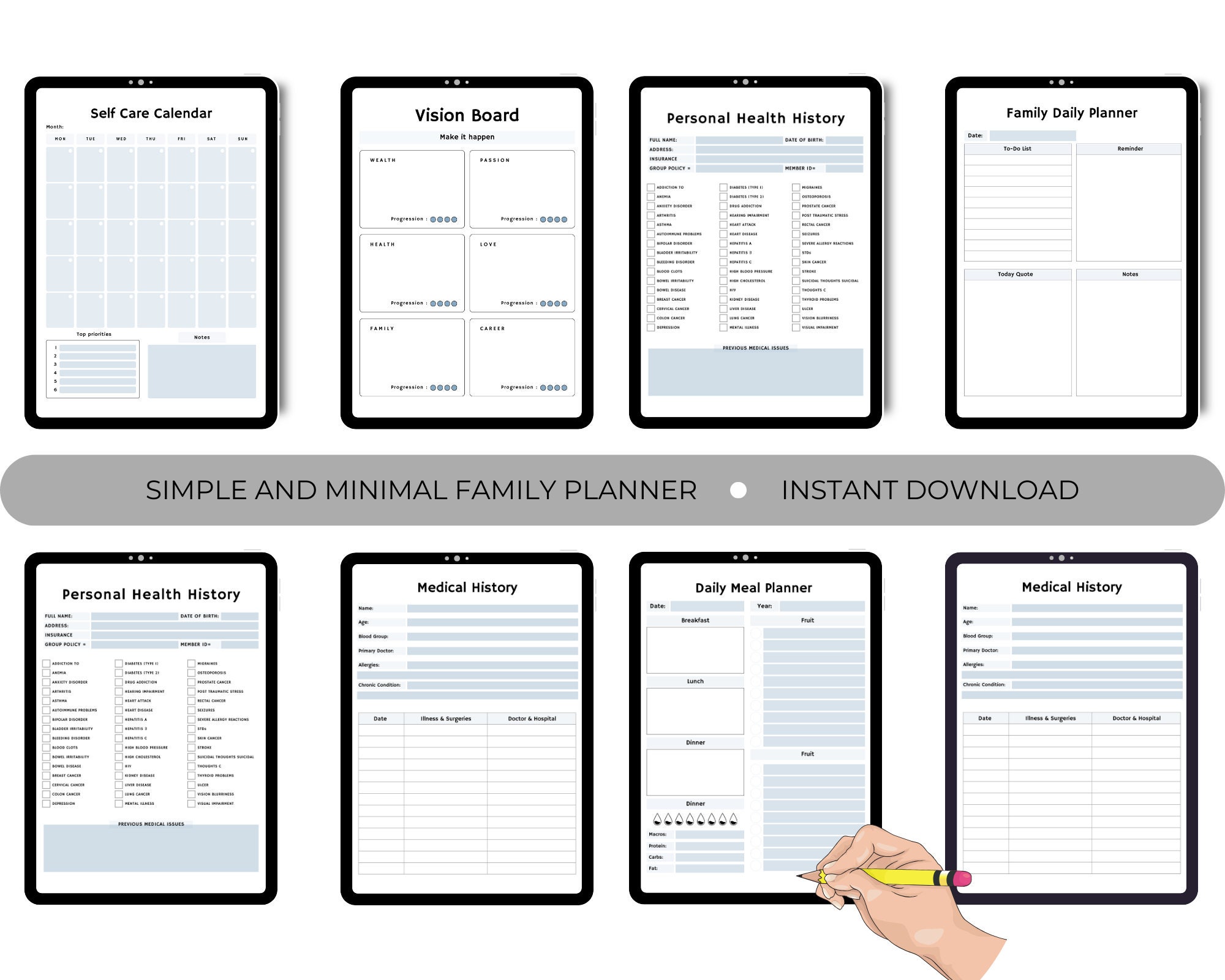 Family Planner Printable Family Calendar Editable Family Etsy