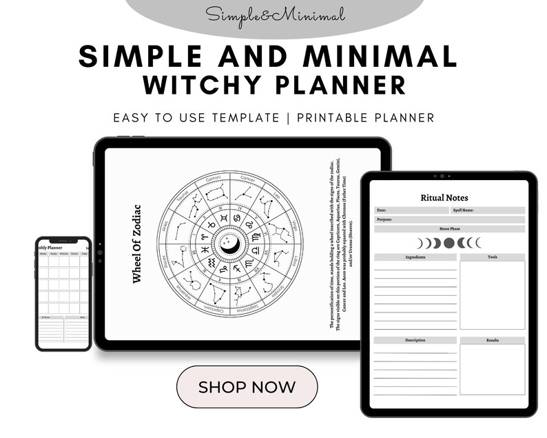 2024 Witchy Planner for Canva Printable Daily Planner Weekly Moon Cycle