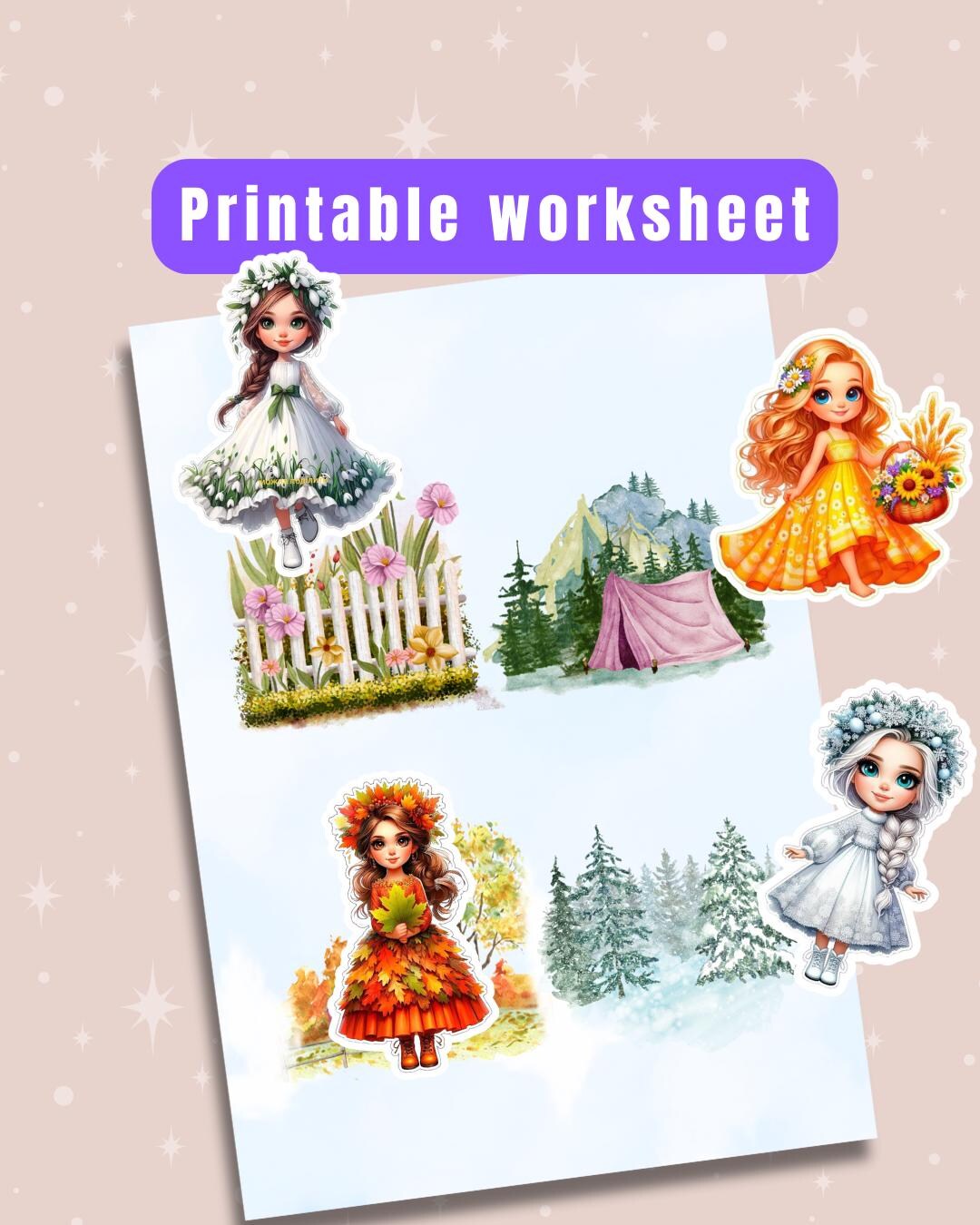 Four Seasons Velcro Matching Activity – Printable Preschool Worksheet ...