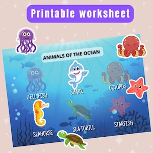 Ocean Animals for Kids | Printable Shadow Matching Game & Cutouts | Sea Life Activity PDF for Preschoolers